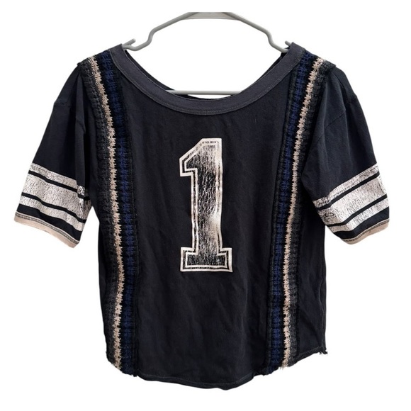 Free People We The Free First Place Cotton Crochet-Trim T-Shirt Graphic Tee - Picture 2 of 9